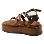 Sandália Papete Flatform Floter Cacau Tiras Fivelas 5302 Flor da Pele