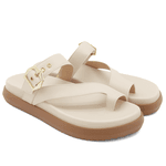 Sandalia Papete Flatform Flor da Pele Napa Off White Conforto e Estilo 007