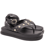 Sandália Flatform Feminina Papete Tiras Fivela 23402 Floter Preta