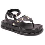 Sandália Flatform Feminina Papete Tiras Fivela 23402 Floter Preta
