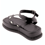 Sandália Flatform Feminina Papete Tiras Fivela 23402 Floter Preta
