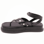 Sandália Flatform Feminina Papete Tiras Fivela 23402 Floter Preta