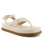 Sandália Flatform Feminina Papete Tiras Fivela 23402 Off White
