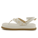 Sandália Flatform Feminina Papete Tiras Fivela 23402 Off White