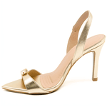Sandália Feminina Salto Fino Floter Ouro Light 6023 Flor da Pele