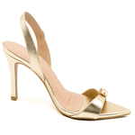 Sandália Feminina Salto Fino Floter Ouro Light 6023 Flor da Pele