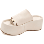 Sandália Tamanco Flat Plataforma Salto Alto 5001 Napa Off White