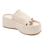 Sandália Tamanco Flat Plataforma Salto Alto 5001 Napa Off White