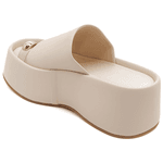 Sandália Tamanco Flat Plataforma Salto Alto 5001 Napa Off White