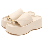 Sandália Tamanco Flat Plataforma Salto Alto 5001 Napa Off White