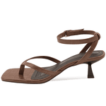 Sandáilia Feminina De Dedo Salto Baixo Fino 5412 Croco Cacau