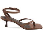 Sandáilia Feminina De Dedo Salto Baixo Fino 5412 Croco Cacau