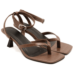Sandáilia Feminina De Dedo Salto Baixo Fino 5412 Croco Cacau