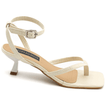 Sandáilia Feminina De Dedo Salto Baixo Fino 5412 Croco Off White