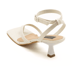 Sandáilia Feminina De Dedo Salto Baixo Fino 5412 Croco Off White