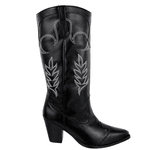 Bota Texana Feminina Preta Bordada 23011