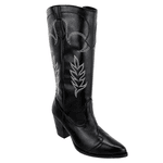 Bota Texana Feminina Preta Bordada 23011