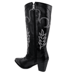 Bota Texana Feminina Preta Bordada 23011