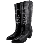Bota Texana Feminina Preta Bordada 23011