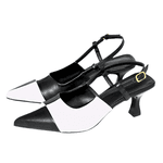 Scarpin Slingback Feminino Duo Preto e Branco 5601