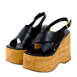 Sandália Feminino Anabela Cortiça Plataforma 182175 Floter Preto