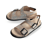 Papete Feminina Em Suede Aveia Com Detalhes Em Brilho Hotfix 23242