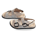 Papete Feminina Em Suede Aveia Com Detalhes Em Brilho Hotfix 23242