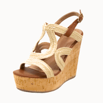 Sandália Anabela 4012 Corda e Cortiça Estilo Boho Chic