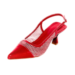 Scarpin Slingback Bico Fino e Tela Vermelha 5600