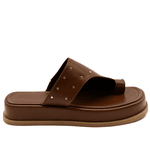 Tamanco Sandália Papete Flatform com Detalhe em Tachas 23404 Cacau