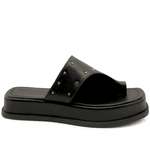 Tamanco Sandália Papete Flatform com Detalhe em Tachas 23404 Preto