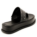 Tamanco Sandália Papete Flatform com Detalhe em Tachas 23404 Preto