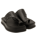 Tamanco Sandália Papete Flatform com Detalhe em Tachas 23404 Preto