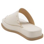 Tamanco Sandália Papete Flatform com Detalhe em Tachas 23404 Off White