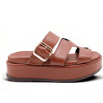 Sandália Feminina Papete Flatform Tira Com Fivela 5301 Floter Cacau