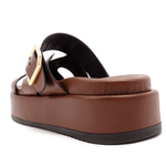 Sandália Feminina Papete Flatform Tira Com Fivela 5301 Floter Cacau