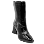 Bota Feminina Cano Médio 23026 Verniz Molhado Preta