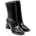 Bota Feminina Cano Médio 23026 Verniz Molhado Preta
