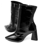 Bota Feminina Cano Médio 23026 Verniz Molhado Preta