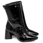 Bota Feminina Cano Médio 23026 Verniz Molhado Preta