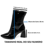 Bota Feminina Cano Médio 23026 Verniz Molhado Preta