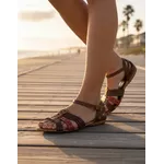 Sandália Rasteira em Couro Fossil Tan