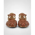 Sandália Rasteira em Couro Conhaque