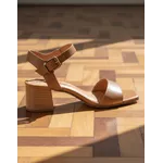 Sandália de Salto em Couro Whisky