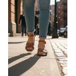 Sandália de Salto em Couro Whisky 