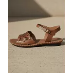 Sandália Rasteira em Couro Whisky