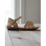 Sandália Rasteira em Couro Taupe