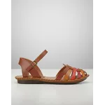 Sandália Rasteira em Couro Conhaque Color