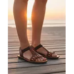 Sandália Rasteira em Couro Café Color