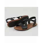 Sandália Rasteira em Couro Preto